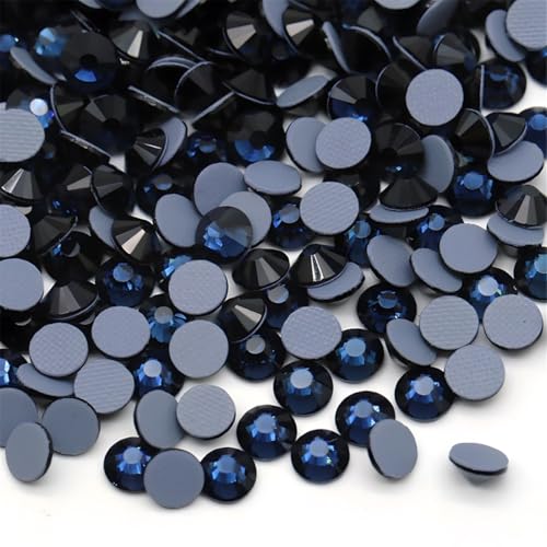 Hotfix Rhinestones Flatback Glass Rhinestone 6000PCS SS6 1.9-2.0MM Round Gems for Nails Art Glitter Crystals Stone DIY Bags Clothes Shoes (Ink-Blue)