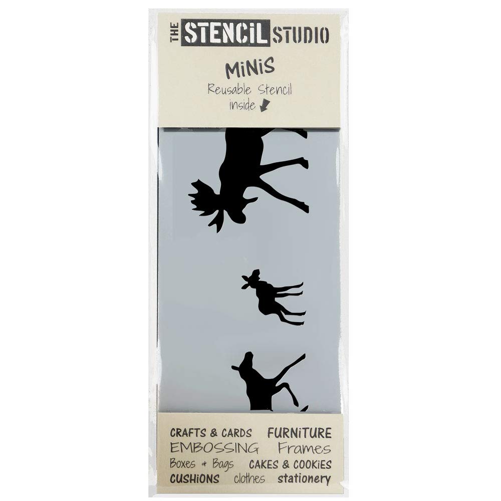 The Stencil Studio - Stencil MiNiS - Moose Family Stencil - Reusable Stencil Ideal for Home décor, Furniture upcycling, Cake Decorating, cardmaking and Scrapbooking. (10709)