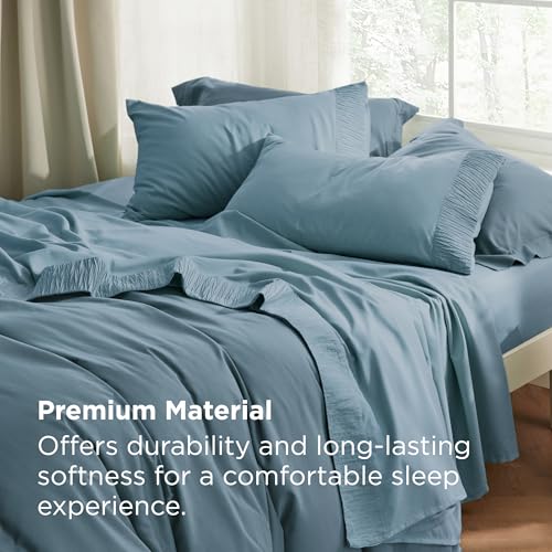Image of Bedsure Twin XL Sheets Dorm Bedding - 3 Pieces Soft Extra Long Twin Sheets, Breathable & Cooling Bed Sheets Set, Oeko Tex, Easy Care Microfiber for Women, Men, Mineral Blue