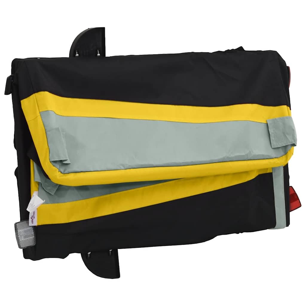 vidaXL Remorque de Vélo, Chariot de Transport avec Barre d'Attelage, Remorque de Bicyclette avec Drapeau pour Bagage, Noir et Jaune 45 kg Fer