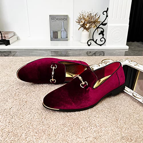 Image of FLQL Men's Luxury Penny Loafer Slip-On Velvet Shoes Party Dancing Shoes Suede Wedding Shoes Plus Size 7-13