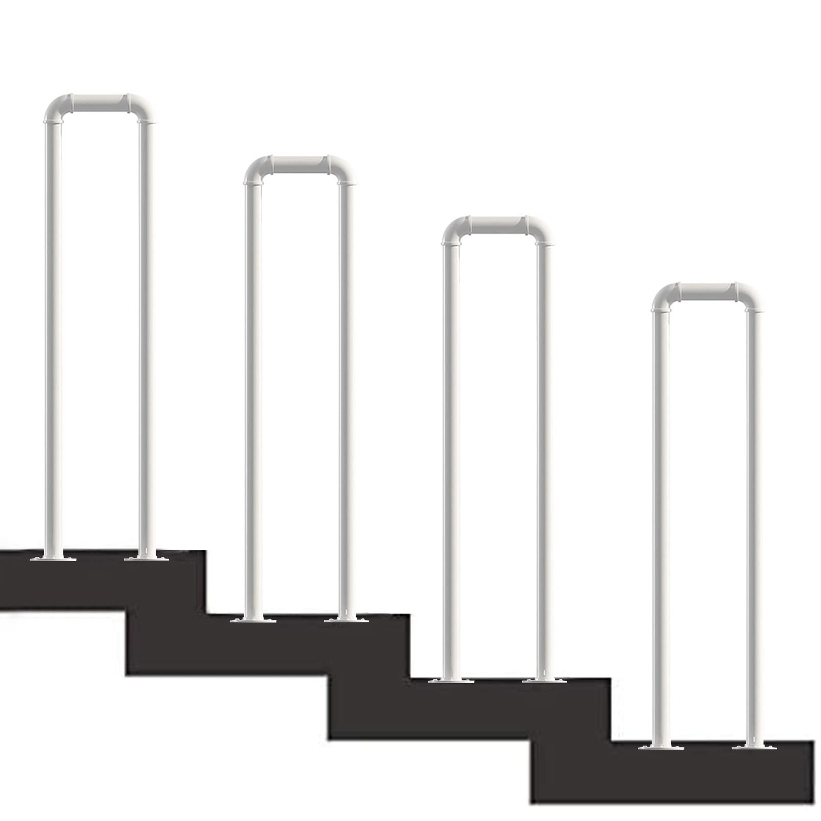 GLDYTVF White Stair Rail Staircases Railing for Outside Steps, Transitional Handrail for Concrete Steps and Wooden Stairs, Handrail Picket for Outdoor Front Porch Steps(Size:75cm(2.5ft))