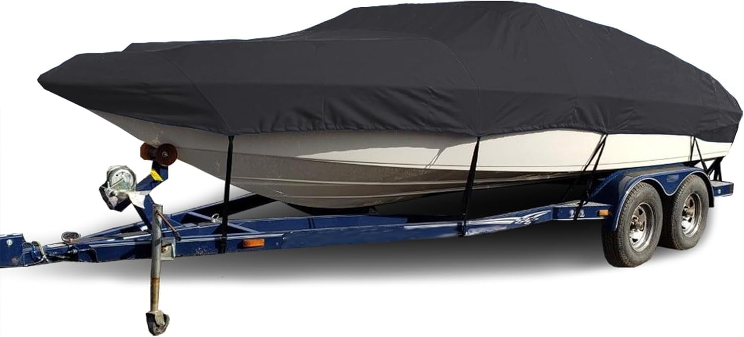 Housse de bateau coque en V remorquable bâche noire hivernage