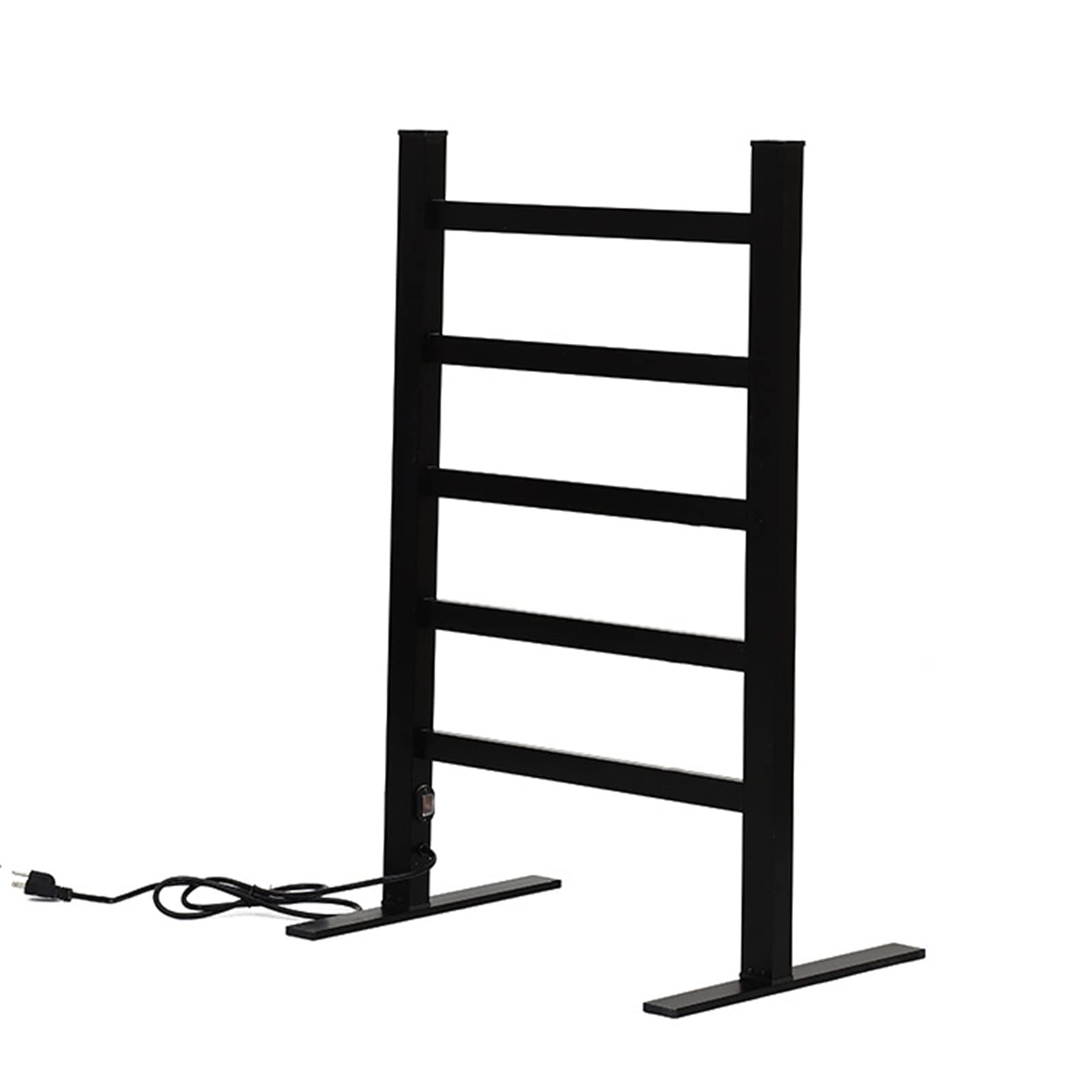 Calentador de toallas de pie negro, rejilla de secado con calefacción eléctrica con 5 barras, toallero con calefacción de aleación de aluminio, para interruptor a prueba de agua de baño Interesting