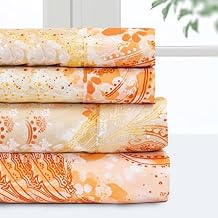 Pointehaven Bedding Twin Extra Bed Sheet Set- 3 Pieces Bedding- 100% Polyester Microfiber- Super Soft Easy Care Bed Linen Set - Breathable, Deep Pockets, Extra Soft Twin Extra Long Peach Paisley