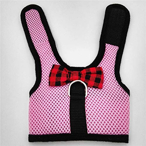 Image of Rabbit Harness with Leash Adjustable Soft Mesh Vest Harness for Bunny Kitten Guinea Pig Rat (S, Pink)