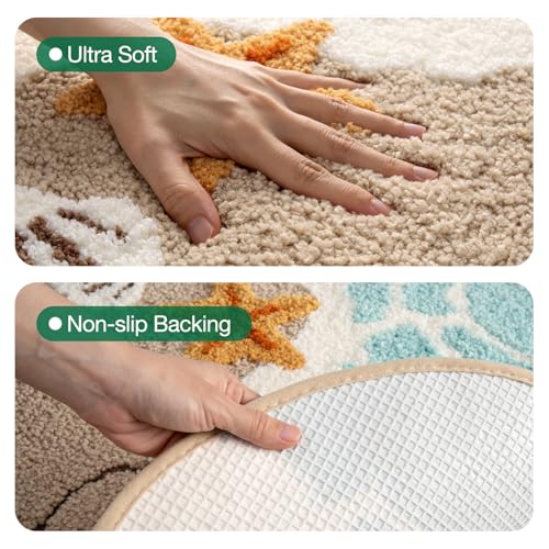 LUMI Beach Bathroom Rugs, Non Slip Bath Mat Ultra Soft Washable Absorbent Quick Dry, Ocean Sea Theme Bath Rug with Starfish Shell for Shower Floor, Kitchen Decor, Kids Room, 24"x44" - Image 4