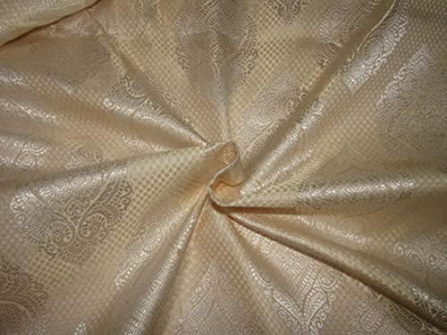 Tissu brocart beige jacquard crème 111cm au mètre pour création couture BRO778