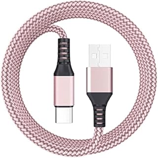 USB C Charger Cable for Samsung Galaxy S21 S20 S10 S9 S8 A12 A20e A21s A40 A51 A70,Huawei P30 P20 P40,Google Pixel,Xiaomi,Sony Xperia Type C Charger Fast Charging Lead Nylon Braided (Rose Gold)