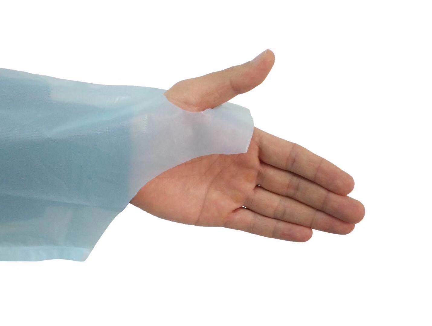 100 pezzi monouso in plastica isolante, grembiuli universali di isolamento protettivo, tuta unisex resistente ai fluidi, blu abiti protettivi con maniche lunghe