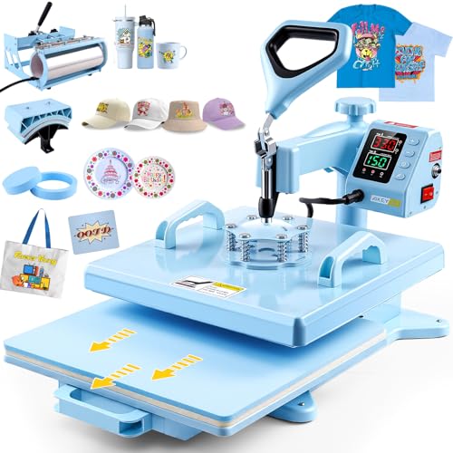 Upgrade 15x15 Heat Press, 5in1 Set Heat Press Machine with 11-30oz...