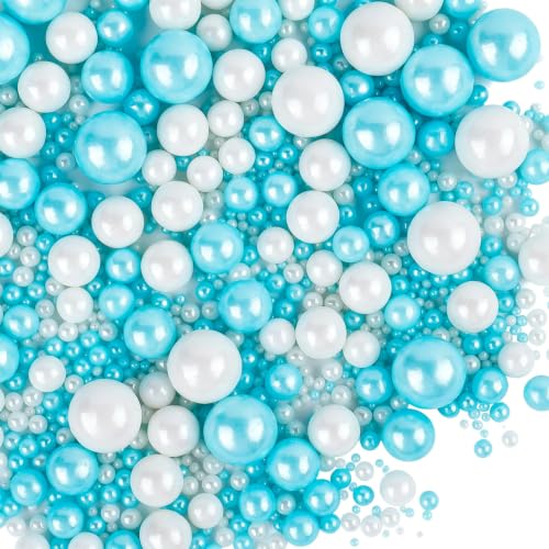 Image of Blue and White Sprinkles for Cake Decorating, 130g /4.6oz Edible Pearl Sprinkles Mix, Sugar Candy Pearls for Baking, Cookie Decorations and Cupcake Toppings, Wedding Shower Party Winter Supplies