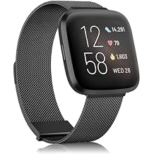 Amzpas Metal Band Compatible with Fitbit Versa 2 Bands / Fitbit Versa Bands for Women Men, Adjustable Stainless Steel Mesh Loop Magnetic Replacement Strap for Fitbit Versa 2 / Fitbit Versa / Versa Lite / Versa SE Smartwatch