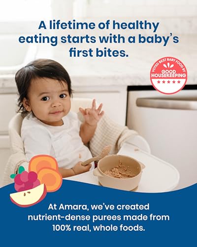 Amara Organic Stage 2 Baby Food - Applesauce & Maqui Berry - 5 Pouches (3.5oz each) - Mix with Breastmilk, Water, or Formula