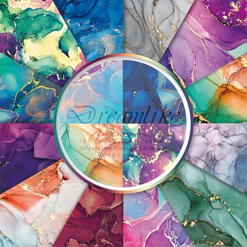Marble Pattern Paper Pack 6x6, 48Sheets/ 12Designs Colorful Decorativbe Marble Scrapbook Specialty Paper Patterned Paper Collection Folded Flat for DIY Background Card Making Photo Album Decor