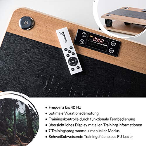 Skandika Vibrationsplatte Virke aus Holz | bis zu 40 Hz, Oszillierende Vibration, 99 Geschwindigkeitsstufen 7 Programme… – Bild 5