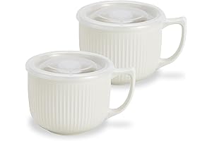 Ceramic Soup Bowls with Lid | 32oz White Soup Mugs