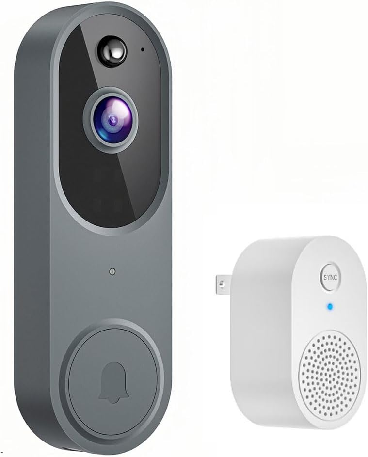 1080P HD Video Doorbell with Human Detection, Night Vision, Two-Way Audio, Indoor & Outdoor Use, Easy Installation, Enhanced Securitys for Home & Office-M50 Gray