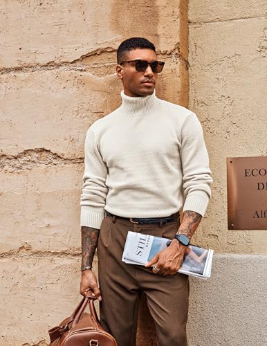 PJ PAUL JONES Mens Turtleneck Sweaters Long Sleeve Mock Neck Knit Sweaters Ribbed Slim Pullover Sweater2