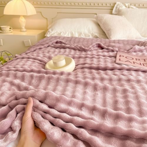 PEIHUODAN Microfibra Manta Felpa Color Liso Reversible Ligera Manta para Sofá Bed para Niños Adultos Cálida para Otoño e Invierno, Lavable a Máquina (Lila,100x150 cm)