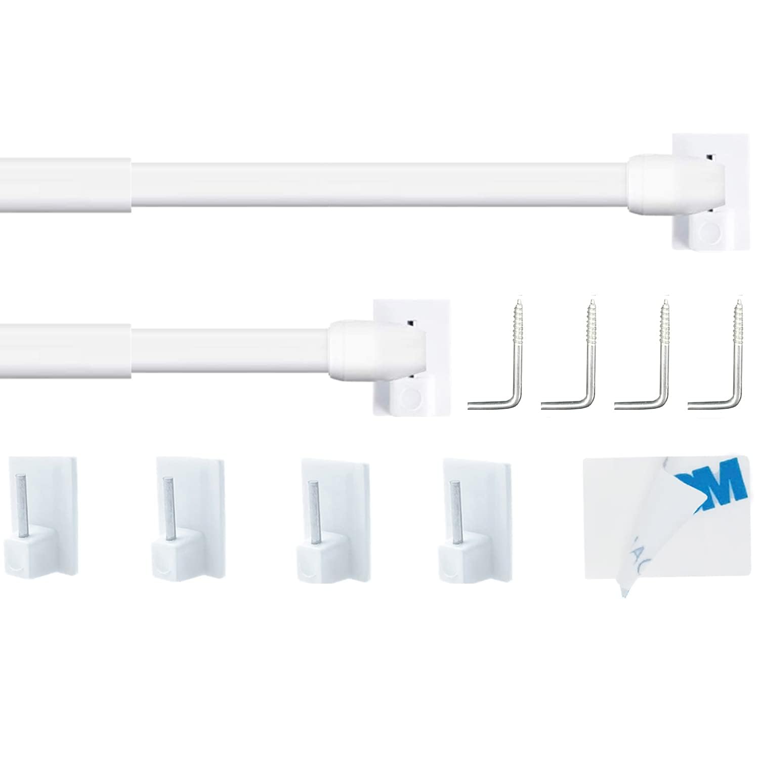 2/4 Stück Gardinenstange Ausziehbar Verstellbare Gardinenstange für Schrank, Fenster, Bücherregal (30-120cm, Weiß)