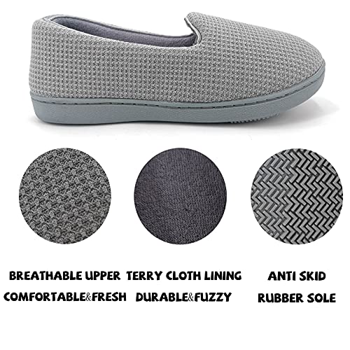 ofoot Womens Comfortable Memory Foam House Slippers Indoor Flat Shoes With Back Cotton Terry Cloth Lining Non Slip Soles2