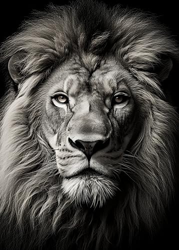 double critical Majestätischer Löwe Wandbild 50x70 cm - Schwarz-Weiß Tierporträt Wildtier Poster Dekoration Natur groß Boho67 double critical Majestätischer Löwe Wandbild 50x70 cm - Schwarz-Weiß Tierporträt Wildtier Poster Dekoration Natur groß Boho67