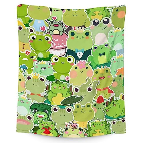 Frog Blanket Gifts - 60x80 Inches Cute Throw for Girls & Boys - Colorful Soft Fuzzy Blankets for Bed, Couch & Living Room