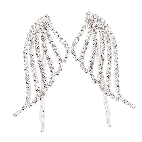 MUSISALY 1ペア銀色の羽根付きヘアピン 女性用おしゃれなデコレーションヘ