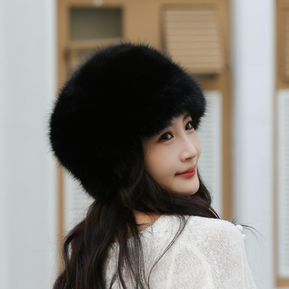 Sombrero de invierno de piel sintética, estilo cosaco ruso, sombrero de invierno para mujer, a la moda, resistente al viento, para clima frío, para el hogar, viajes, esquí, senderismo