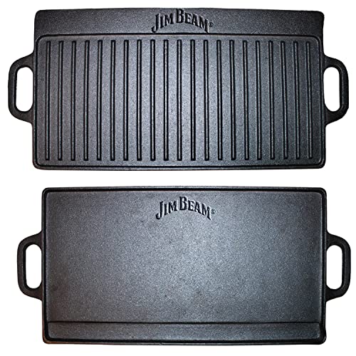 Comparison: Best Jim Beam 3 In 1 Cast Iron Skillet 11 Jim Beam Pre Seasoned Heavy Duty Construction Double Sided Cast Iron Griddle Pan with Superior Heat Retention, 20"x1"x9", Black (JB0168)