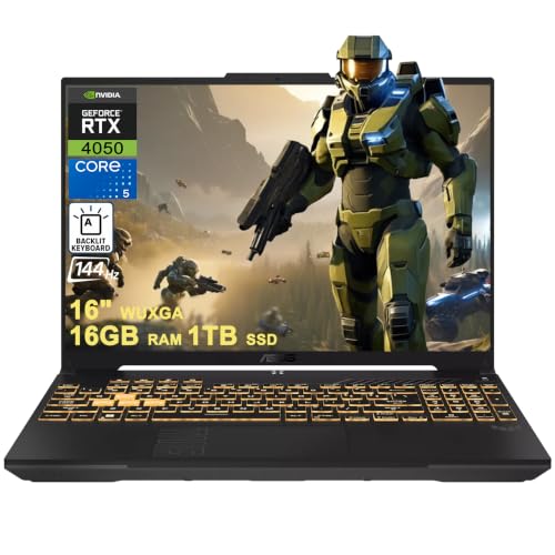Image of ASUS TUF Gaming F16 Laptop 16 inch WUXGA IPS 144Hz Intel 8-core Core 5 210H 16GB RAM 1TB SSD GeForce RTX 4050 RGB Backlit Thunderbolt Win11 ICP Hub