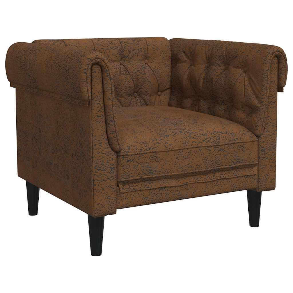 Sillón Chesterfield de Tela marrón,16.4kg-372546