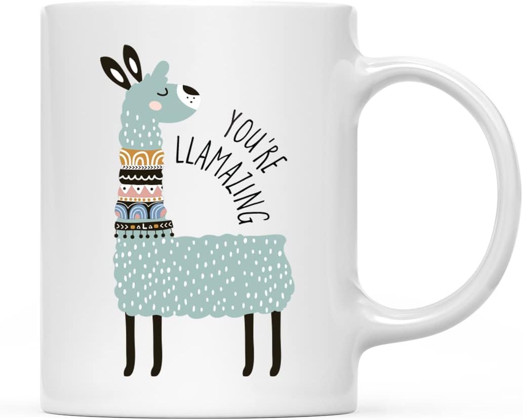 INKOLOGIE 11oz. Funny Pun Coffee Mug Gag Gift, Llama Graphic, You're Llamazing, 1-Pack, Yoga Llama Pun