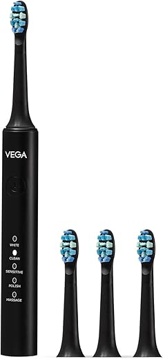 Vega CareOne C4 Electric Toothbrush Rechargeable with IPX7 Waterproof, 3 Brush Head, 2 Min Auto-Timer, 60 Days Battery Life, 1 Year Warranty, 35000…