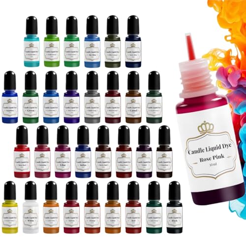 YRYM HT Candle Dye - 32 Oil-Based Liquid Candle Color Dye for Soy Wax,(10Ml/Bottle) High-Concentrated Candle Making Supplies Sets,Vivid,Safe & Natural Candle Wax Dyes for DIY Projects
