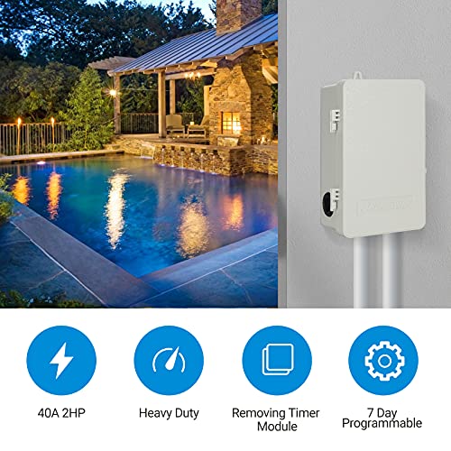 Dewenwils Smart Pool Timer & Dewenwils Digital Timer Box, Heavy Duty 40A 120-277 Vac, Ul Listed #TOP2