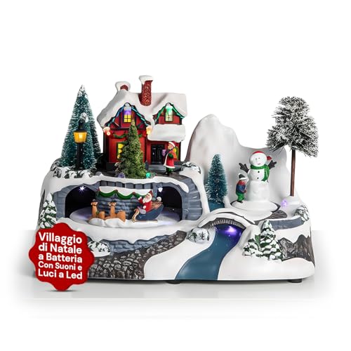 Avilia Aldeia de Natal | Caixa de música natalícia | Aldeia natalícia em movimento com música e luzes | Decorações de Natal com luzes brilhantes e melodias encantadoras