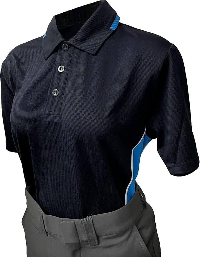 Smitty | BB-S346 | Women's Body Flex Softball Short Sleeve Umpire Shirt College Blue Navy Collegiate Official (Navy, Large)