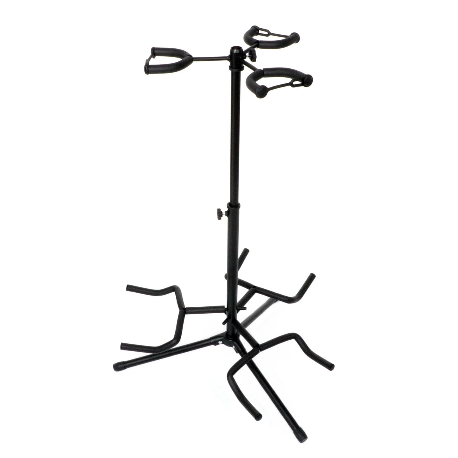Buhelyc Soporte De Guitarra Plegable, Soporte Guitarra Suelo para El Soporte del Trípode, para Tres Guitarras, La Altura Es Ajustable, para Espectáculo Escénico, Fácil De Instalar, Negro