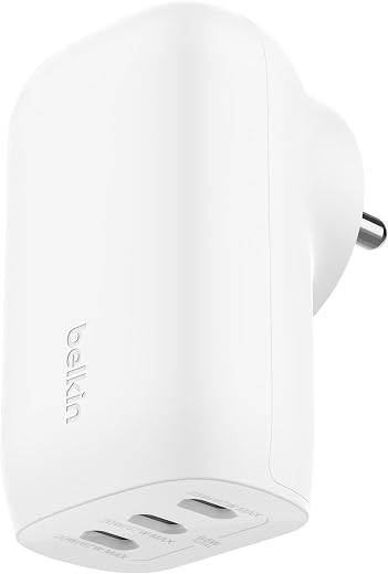 Belkin 67W (25W+20W+20W) 3-Port USB -C Wall Charger with PPS |Fast Charging Charger for iPhone 17, MacBook Pro, AirPods, S...