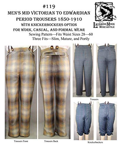 1850s - 1910s Men's Mid-Victorian to Edwardian Period Trousers with Knickerbocker Option Pattern