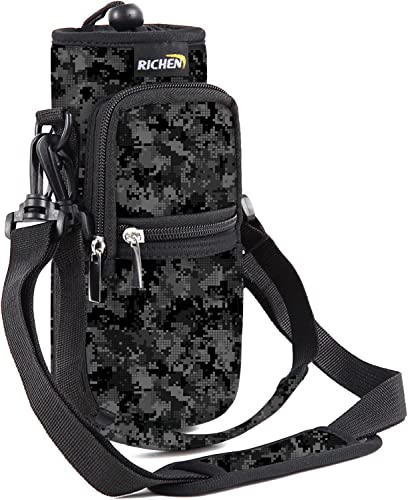 Image of RICHEN Neoprene Water Bottle Carrier Bag with Adjustable Shoulder Strap,Insulated Water Bottle Cover for Stainless Steel /Glass /Plastic Bottles