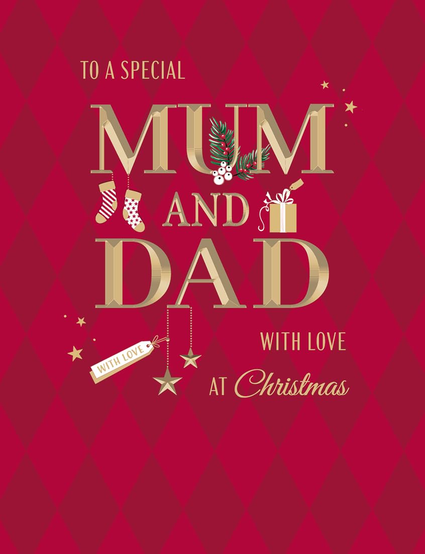 Avant Garde Studios Classic Christmas Card, Couple Special Mum & Dad - 8 x 6 inches - Piccadilly Greetings