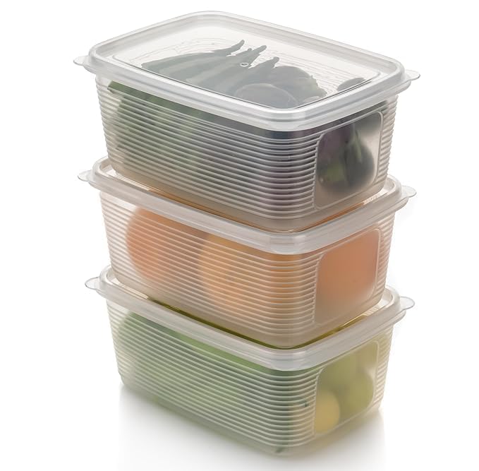 SORATH BPA-Free Plastic Food Storage Containers with Lids Stackable Airtight Boxes for Fridge & Freezer Reusable Organizer Bins for Fruits, Vegetables, Meal Prep & Leftovers (3)-picture-39