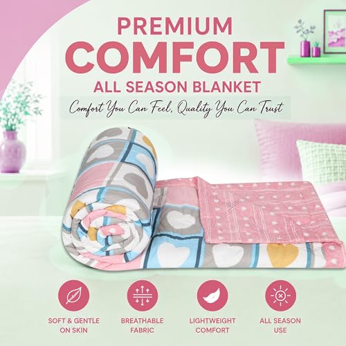 Image of DECORUM Cloud Cotton Double Bed Comforter 90x90 Inch 250 GSM | Ultrasonic Quilted AC Blanket | Lightweight All Season Microfiber Quilt | Ultra Soft & Warm Bedding