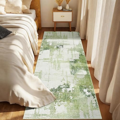 Tapete corredor verde 2x6 moderna alfombra lavable miniatura 1