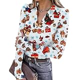 Women Shirts Casual Slim Fit Comfy Long Sleeve Blouses Printed V-Neck T Shirt 2025 Fall Winter Fashion Basic Tops