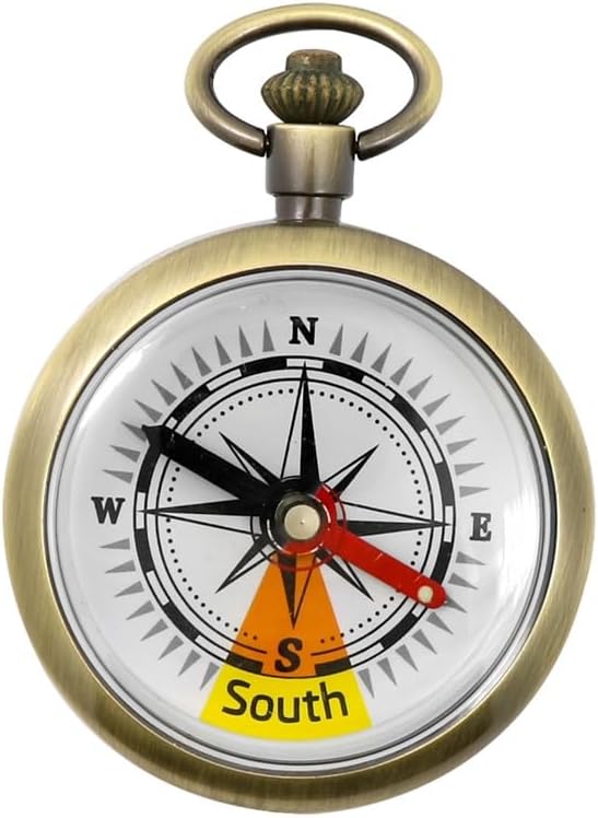 Retro Pocket Watch Compass Portable Antique Copper Flip Cover Outdoor