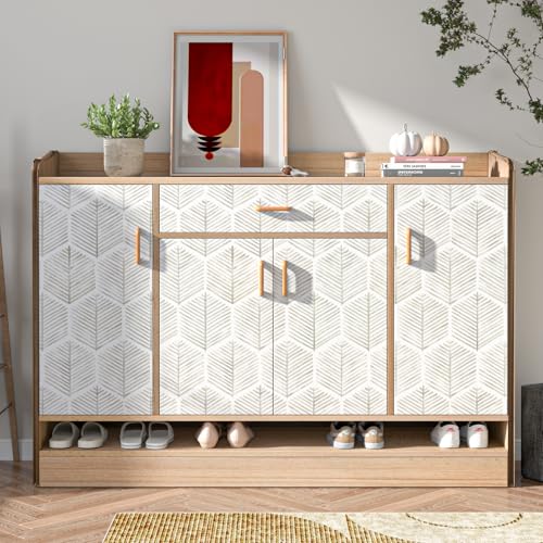 Image of MelunMer Geometric Peel and Stick Wallpaper Boho Beige White 17.3''x78.8''